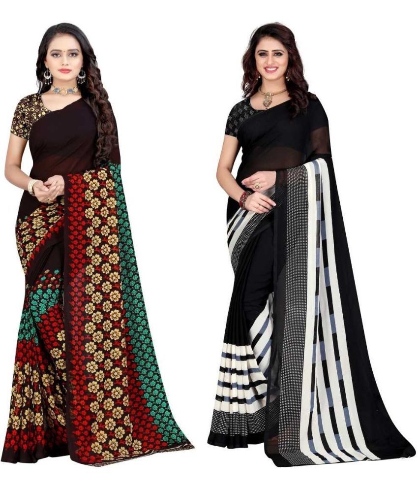     			LEELAVATI - Multicolor Georgette Saree With Blouse Piece ( Pack of 2 )