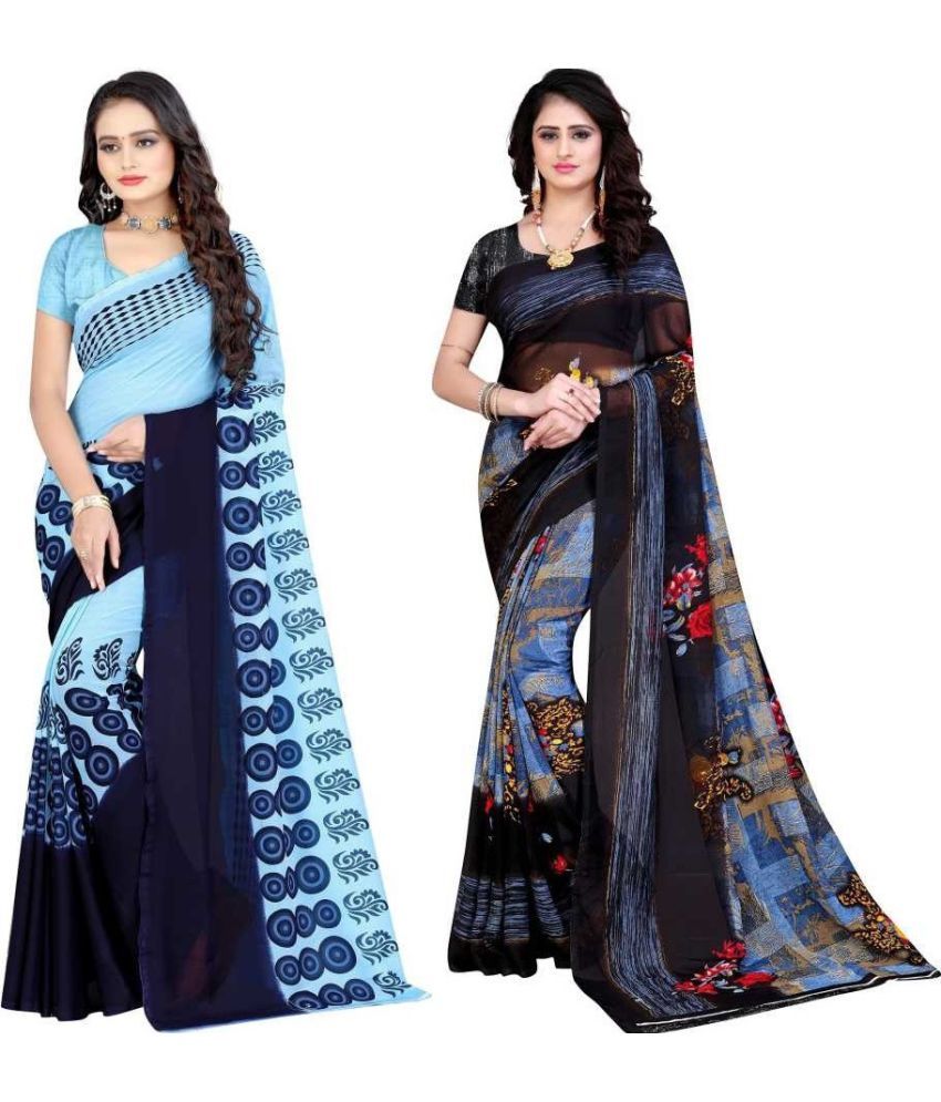     			LEELAVATI - Multicolor Georgette Saree With Blouse Piece ( Pack of 2 )