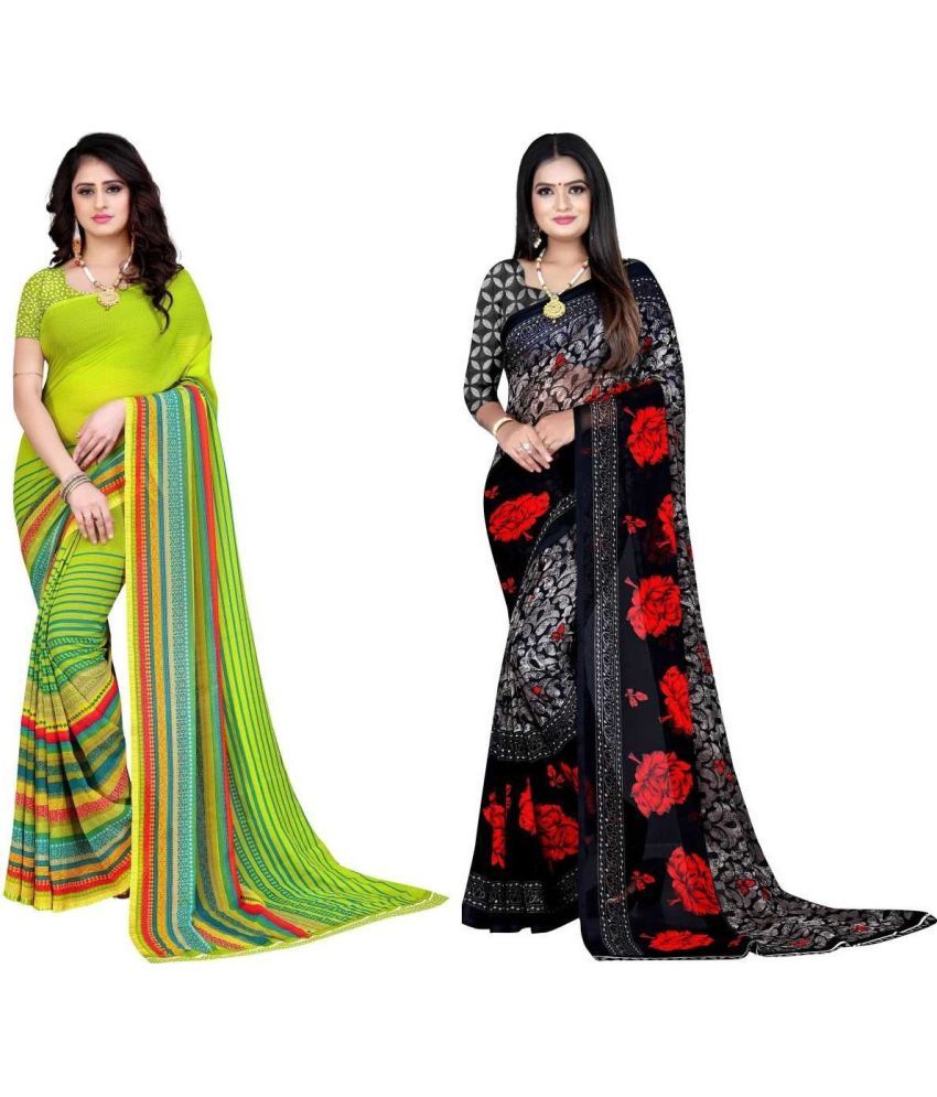     			LEELAVATI - Multicolor Georgette Saree With Blouse Piece ( Pack of 2 )