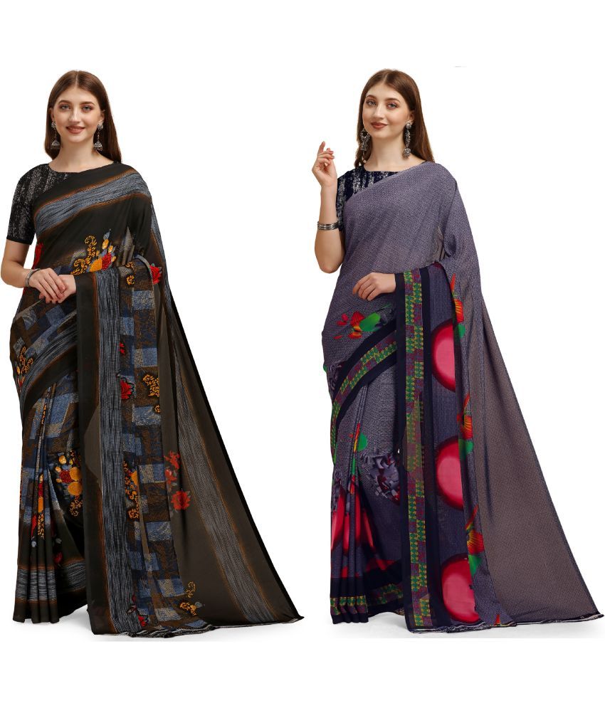     			LEELAVATI - Multicolor Georgette Saree With Blouse Piece ( Pack of 2 )