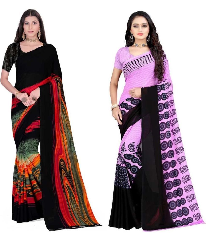     			LEELAVATI - Multicolor Georgette Saree With Blouse Piece ( Pack of 2 )