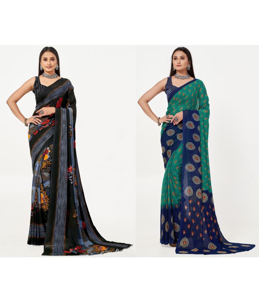     			LEELAVATI - Multicolor Georgette Saree With Blouse Piece ( Pack of 2 )