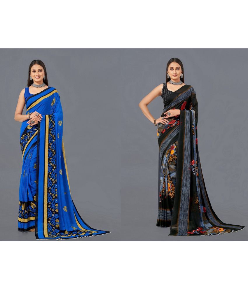     			LEELAVATI - Multicolor Georgette Saree With Blouse Piece ( Pack of 2 )