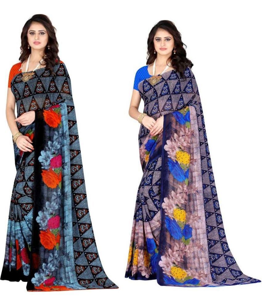     			LEELAVATI - Multicolor Georgette Saree With Blouse Piece ( Pack of 2 )