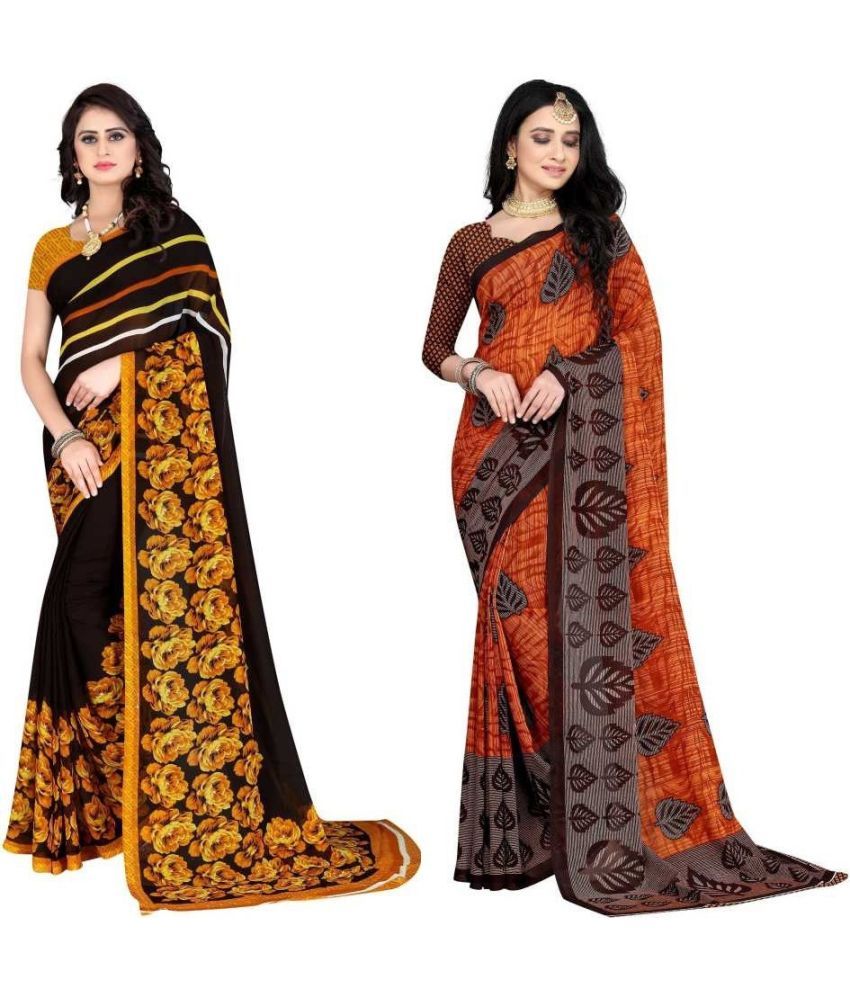     			LEELAVATI - Multicolor Georgette Saree With Blouse Piece ( Pack of 2 )