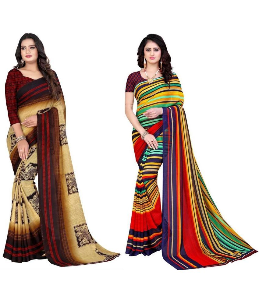     			LEELAVATI - Multicolor Georgette Saree With Blouse Piece ( Pack of 2 )