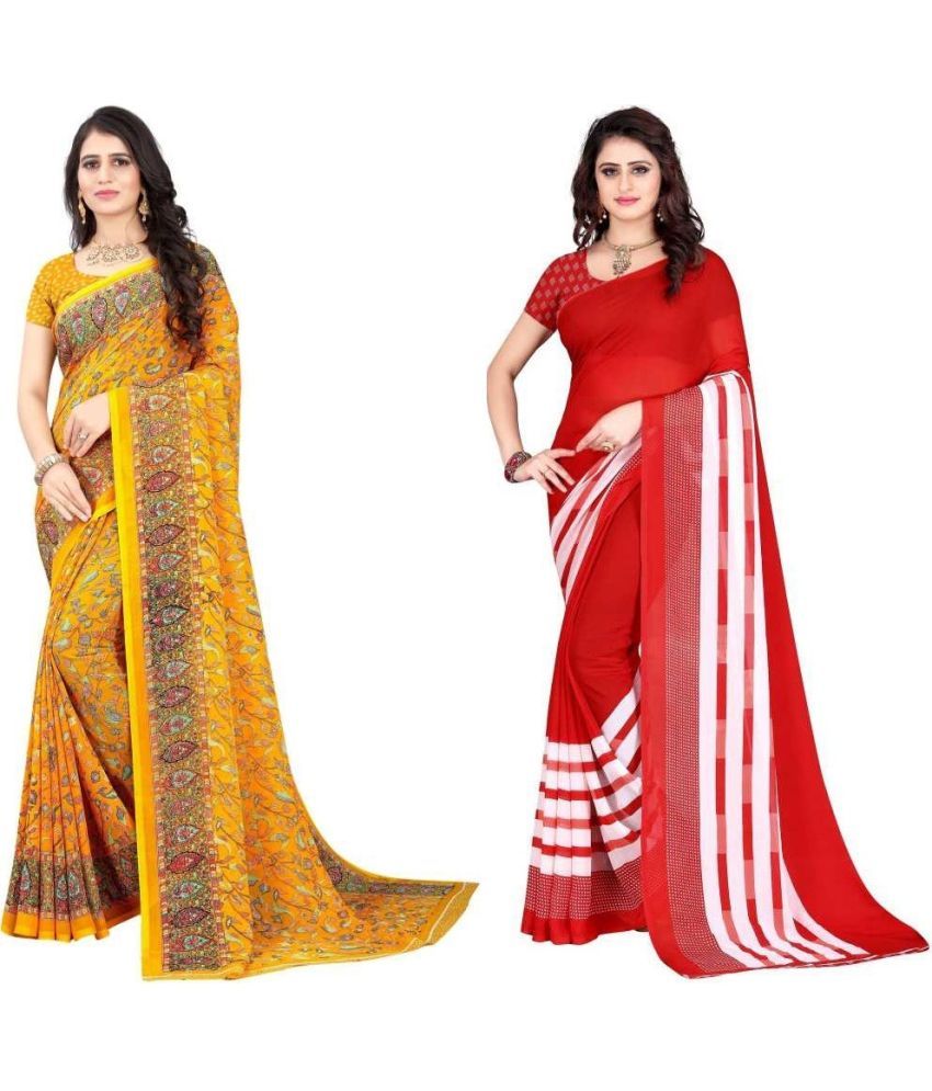     			LEELAVATI - Multicolor Georgette Saree With Blouse Piece ( Pack of 2 )