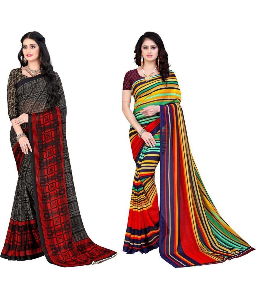     			LEELAVATI - Multicolor Georgette Saree With Blouse Piece ( Pack of 2 )