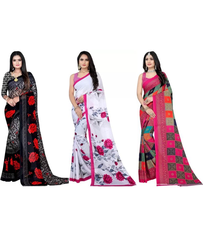     			LEELAVATI - Multicolor Georgette Saree With Blouse Piece ( Pack of 3 )