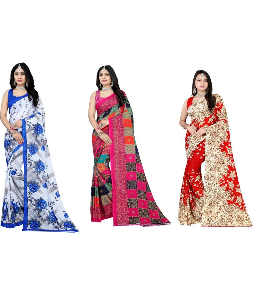     			LEELAVATI - Multicolor Georgette Saree With Blouse Piece ( Pack of 3 )