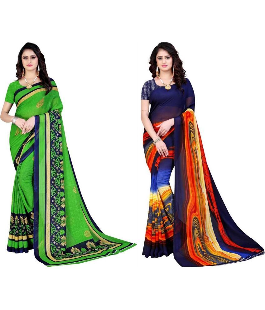     			LEELAVATI - Multicolor Georgette Saree With Blouse Piece ( Pack of 2 )