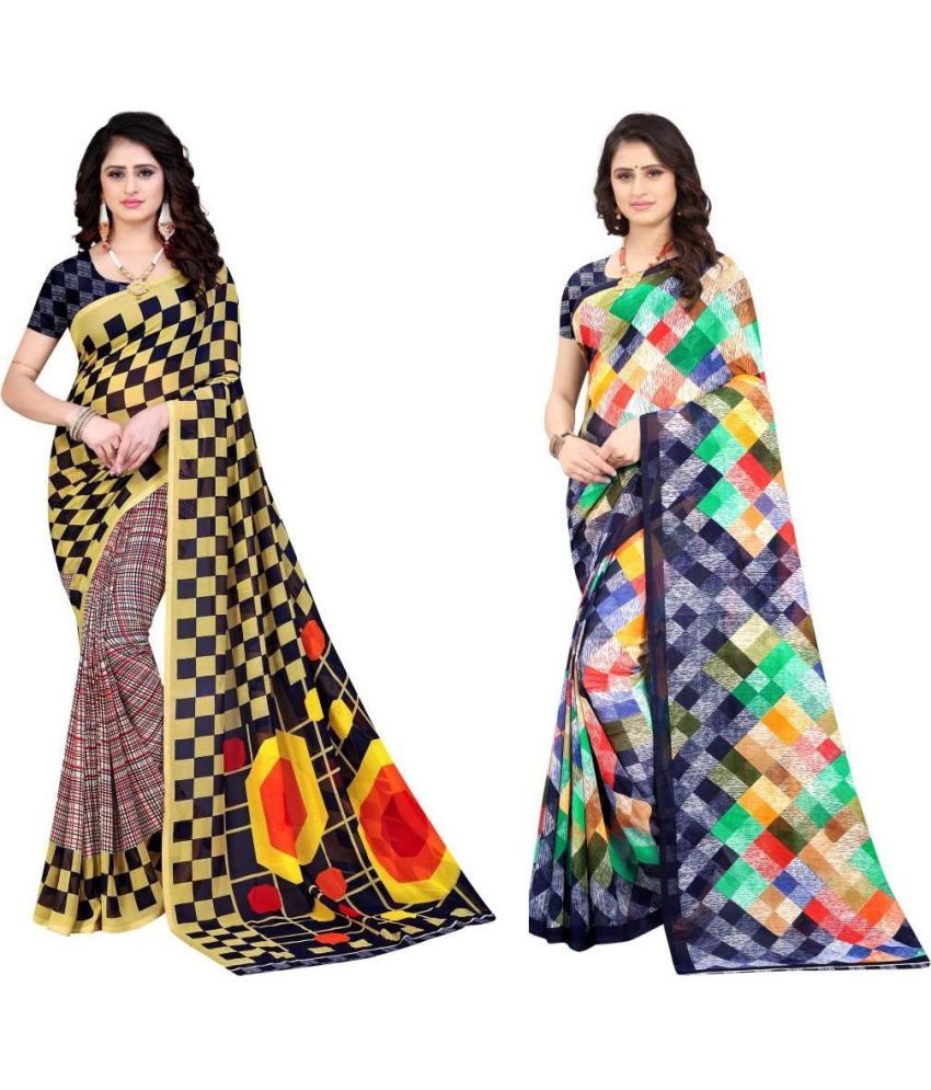     			LEELAVATI - Multicolor Georgette Saree With Blouse Piece ( Pack of 2 )