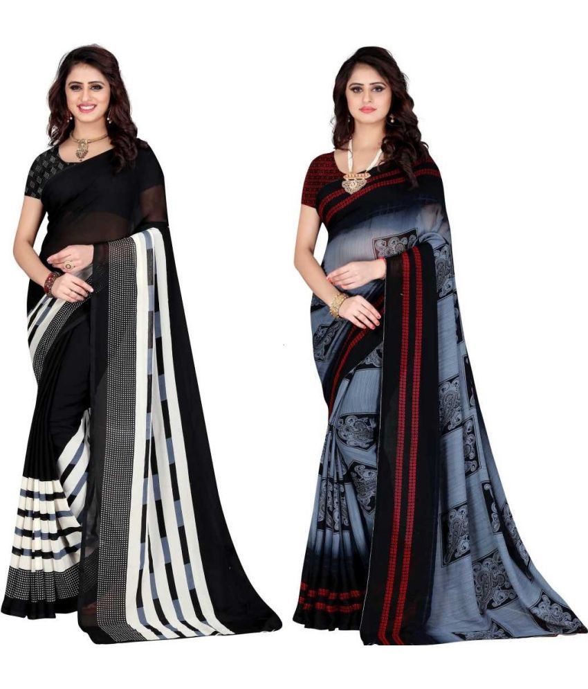     			LEELAVATI - Multicolor Georgette Saree With Blouse Piece ( Pack of 2 )