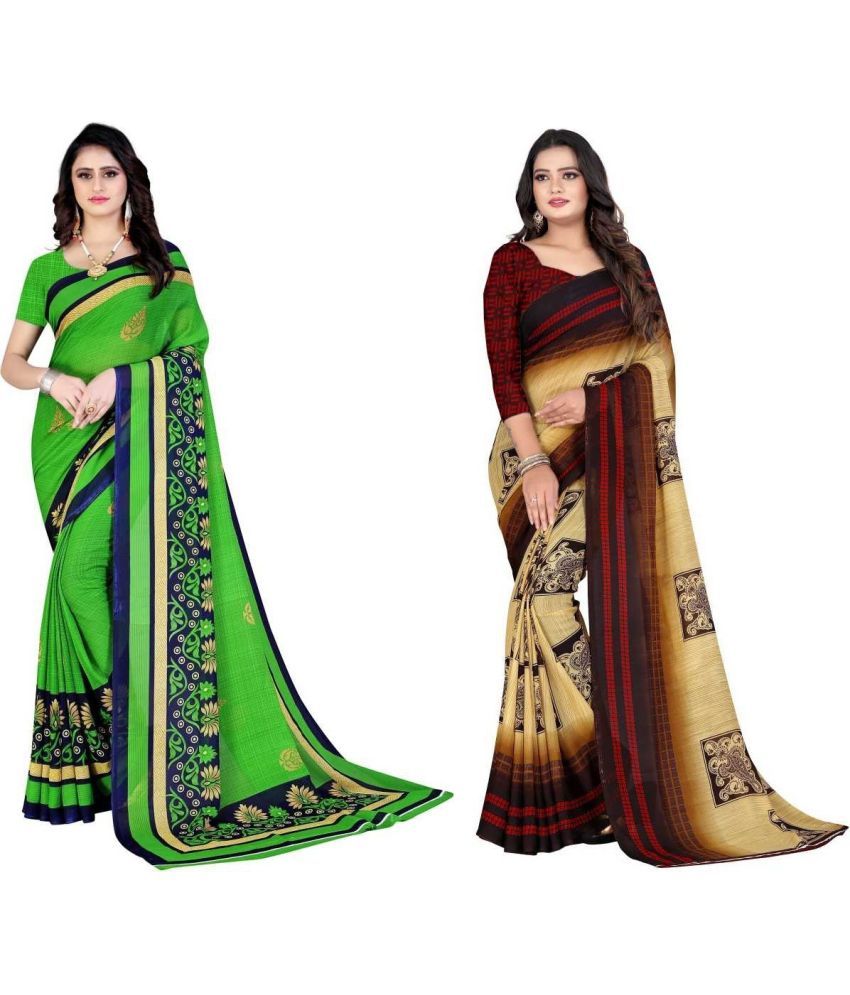     			LEELAVATI - Multicolor Georgette Saree With Blouse Piece ( Pack of 2 )