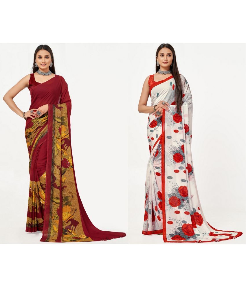     			LEELAVATI - Multicolor Georgette Saree With Blouse Piece ( Pack of 2 )