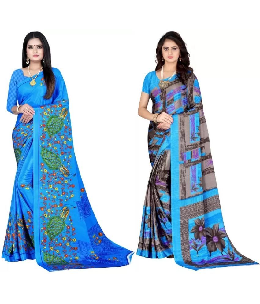     			LEELAVATI - Multicolour Crepe Saree With Blouse Piece ( Pack of 2 )