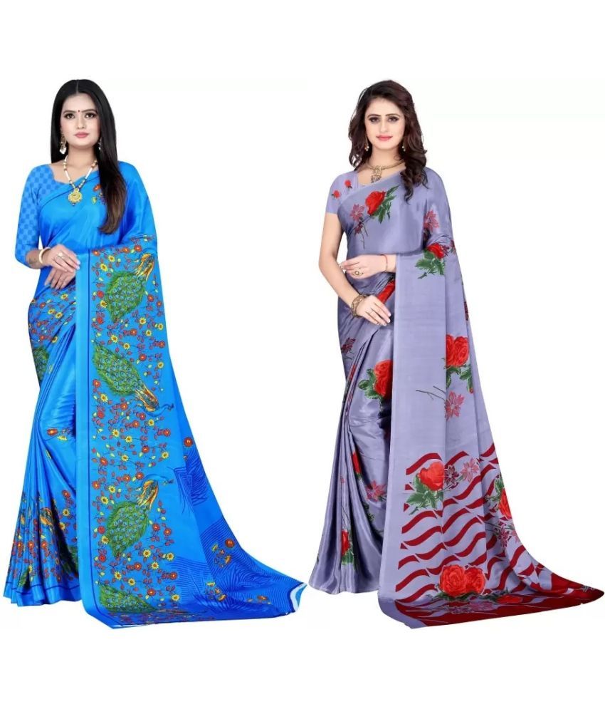     			LEELAVATI - Multicolour Crepe Saree With Blouse Piece ( Pack of 2 )