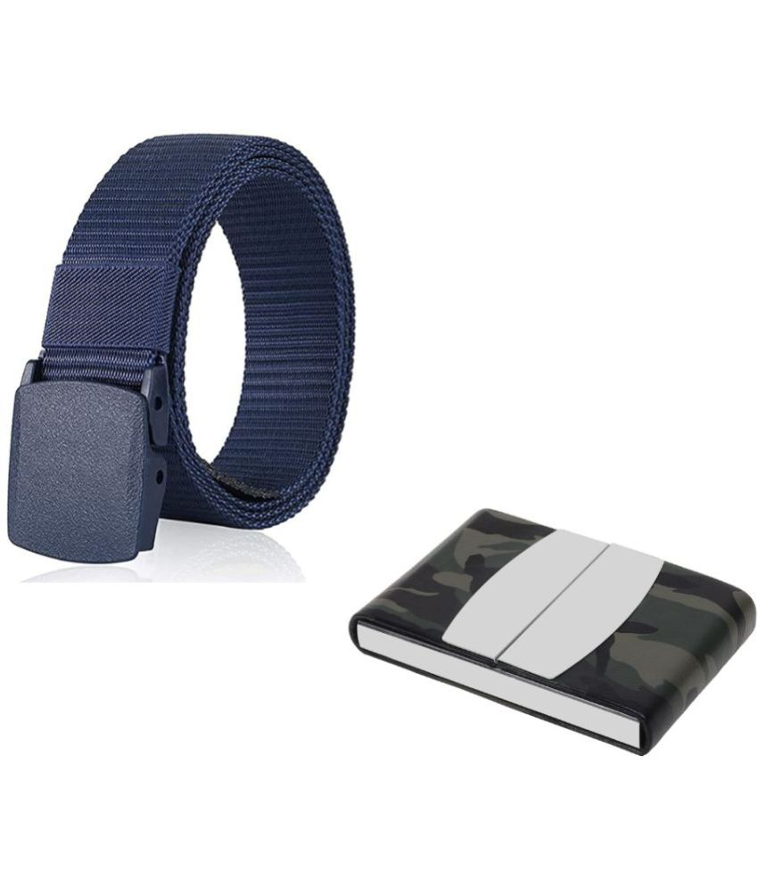     			Clock21 - Blue Canvas Men's Belts Wallets Set ( Pack of 2 )