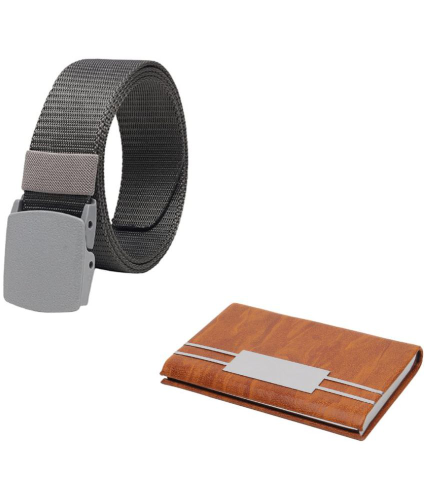     			Clock21 - Gray Canvas Men's Belts Wallets Set ( Pack of 2 )