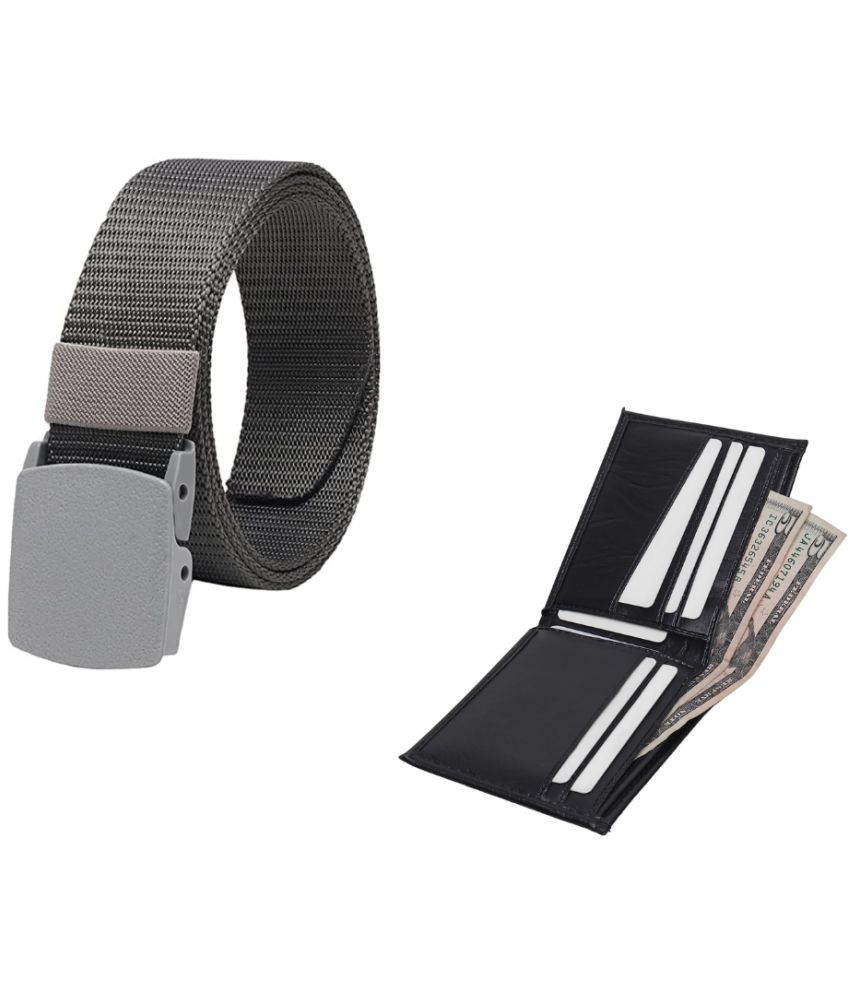     			Clock21 - Gray Canvas Men's Belts Wallets Set ( Pack of 2 )