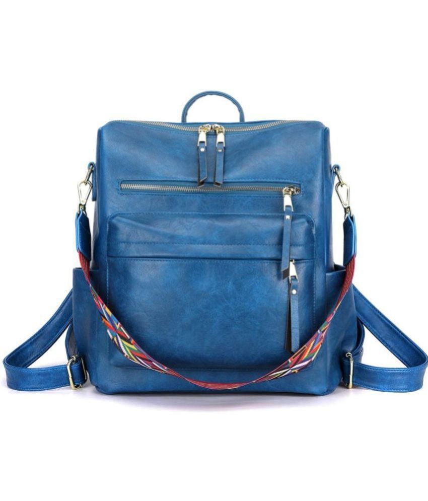     			Louis Craft - Blue Leatherite Backpack ( 15 Ltrs )