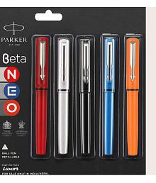 Parker Beta Neo (Combo Of 5 Pen) Ball Pen (Pack Of 5, Blue)
