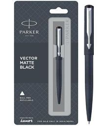 Parker Vector Matte Black Ball Pen (Pack Of 2, Blue)