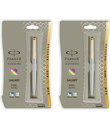 Parker Galaxy Stainless Steel Gt Ball Pen (Pack Of 2, Blue)