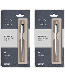 Parker Vector Stainless Steel Ct Ball Pen (Pack Of 2, Blue)
