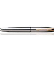 Parker Frontier Stainless Steel Gold Trim Fountain Pen (Silver)