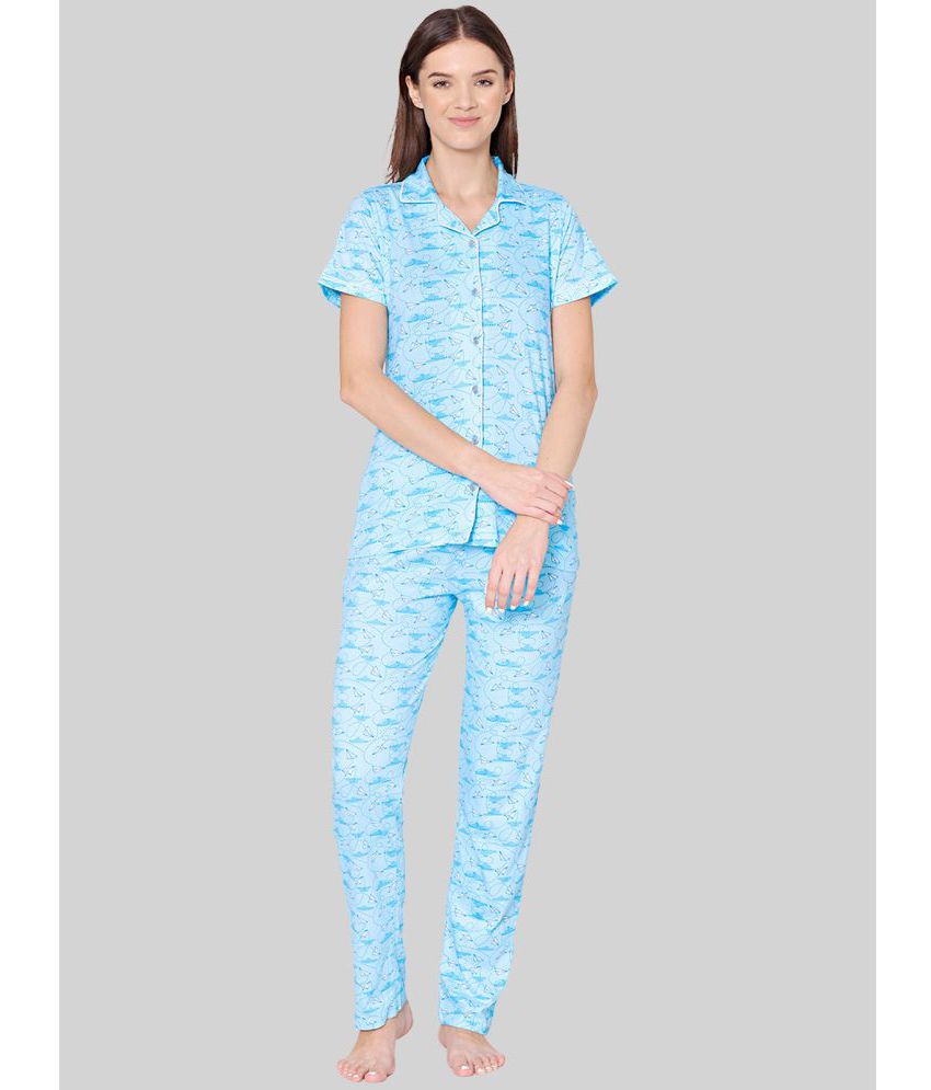     			Bodycare - Light Blue Cotton Women's Nightwear Nightsuit Sets ( Pack of 1 )