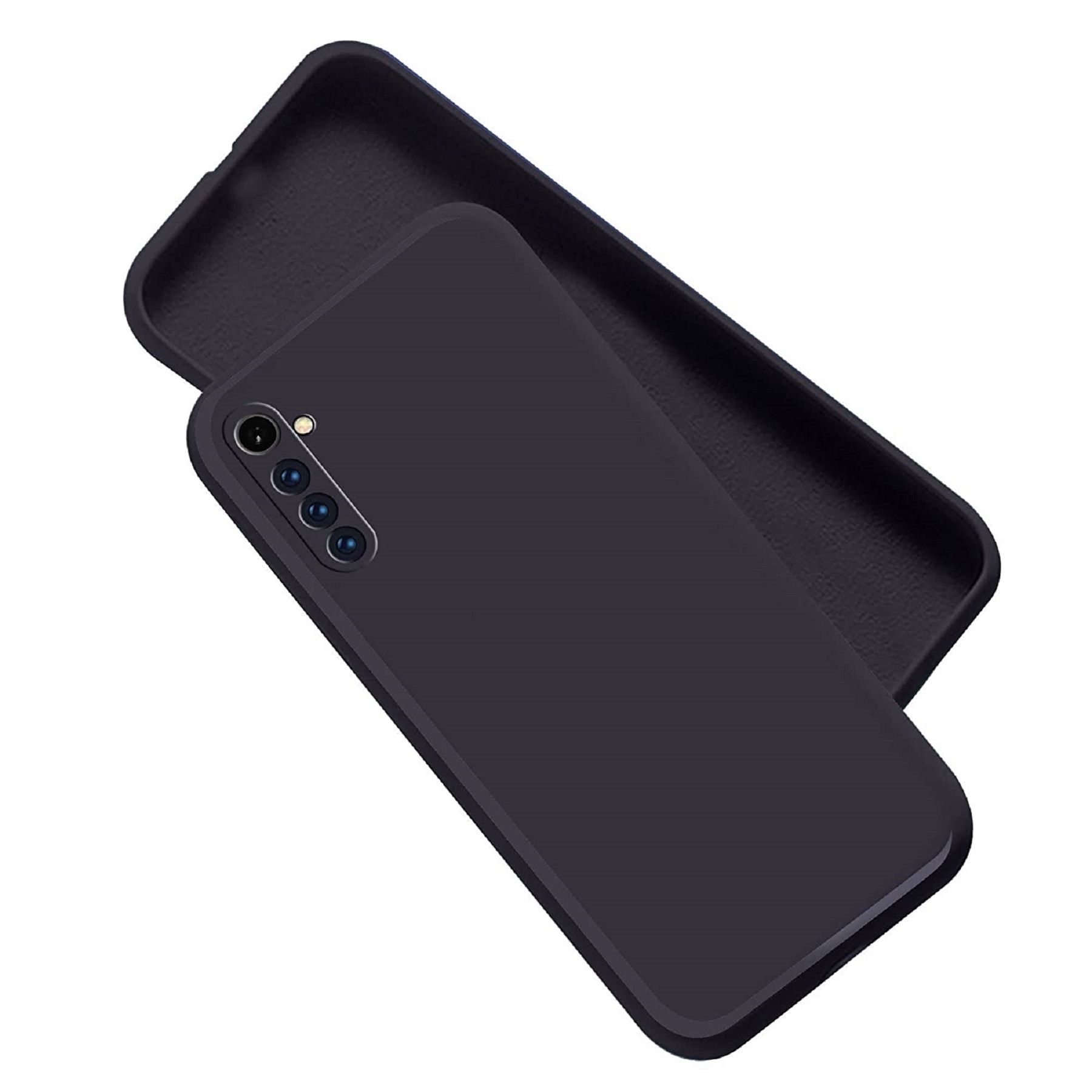     			Case Vault Covers - Black Silicon Plain Cases Compatible For Realme 6 Pro ( Pack of 1 )