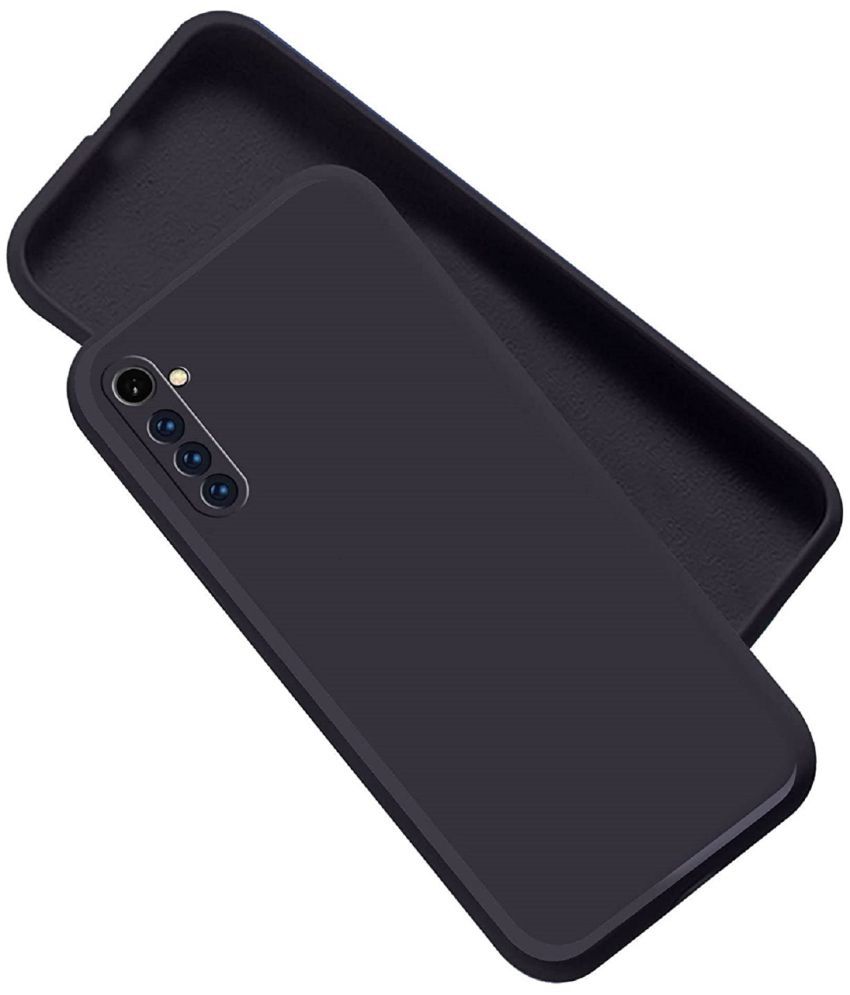    			Case Vault Covers - Black Silicon Plain Cases Compatible For Realme 6I ( Pack of 1 )