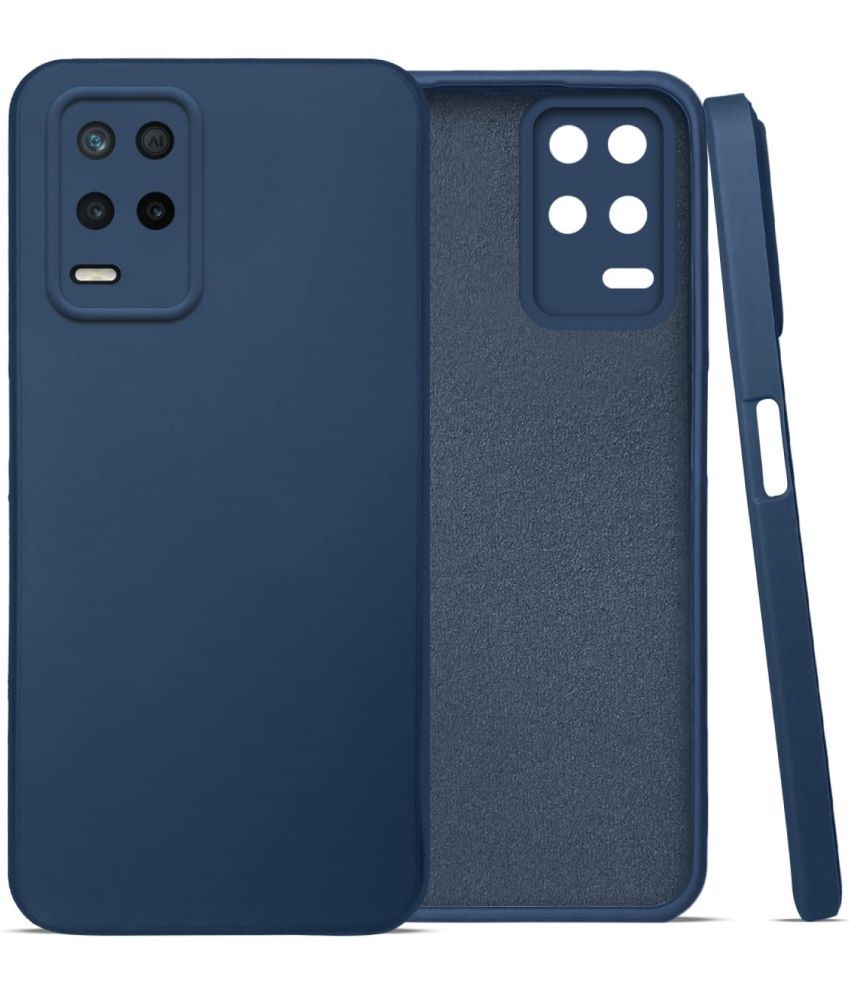     			Case Vault Covers - Blue Silicon Plain Cases Compatible For Realme 8s 5G ( Pack of 1 )