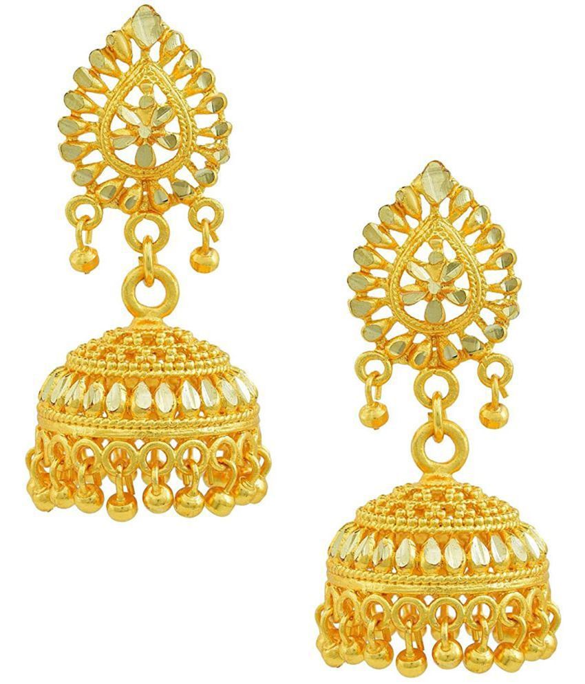     			Darshini Designs - Golden Jhumki Earrings ( Pack of 1 )