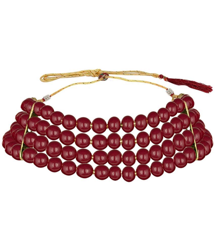     			I Jewels - Maroon Alloy Necklace ( Pack of 1 )