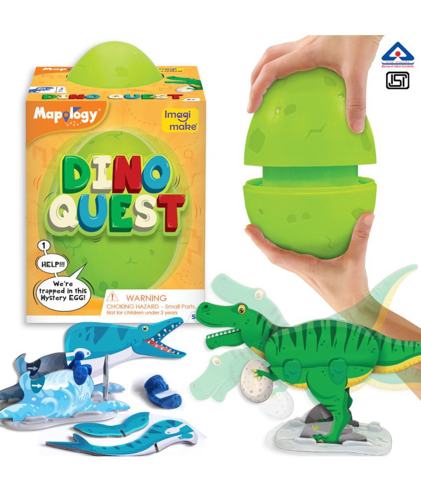     			Imagimake Mapology Dino Quest - 3D Puzzle Dinosaur Toys - Surprise Dino Egg - Gift for Boys & Girls Age 5, 6, 7, 8 Years & Above (Green Egg)