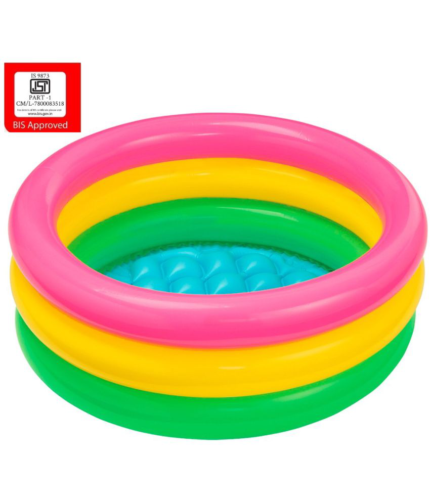 VBE 2 Feet Inflatable 3 Ring Water Pool Kids Swimming Pool for Kids Fun Activities (2 Ft)