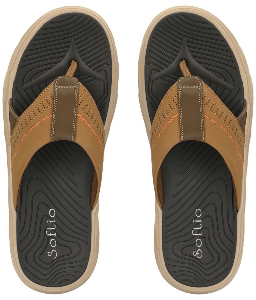     			softio - Beige Men's Thong Flip Flop