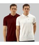 TAB91 Pack of 2 Cotton Slim Fit Solid Half Sleeves Men's Polo T Shirt ( Wine )