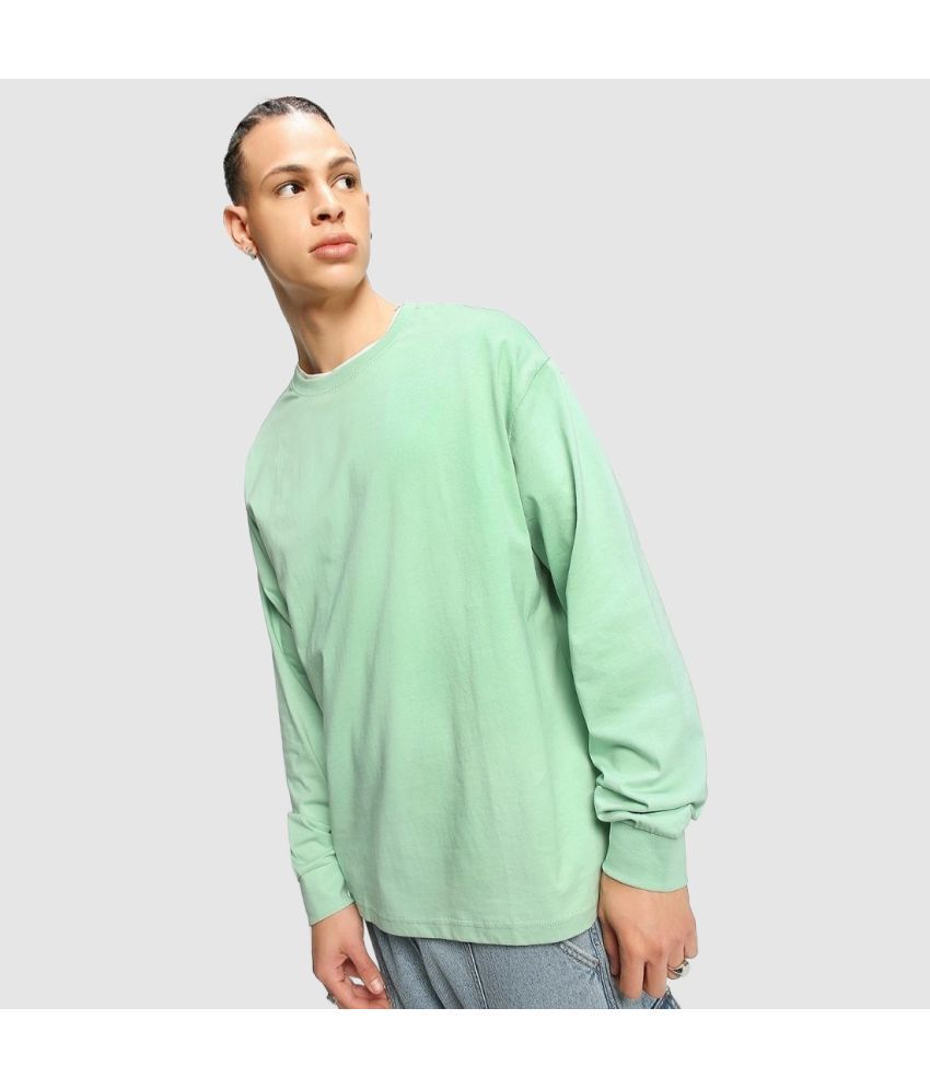     			Bewakoof - Green 100% Cotton Oversized Fit Men's T-Shirt ( Pack of 1 )