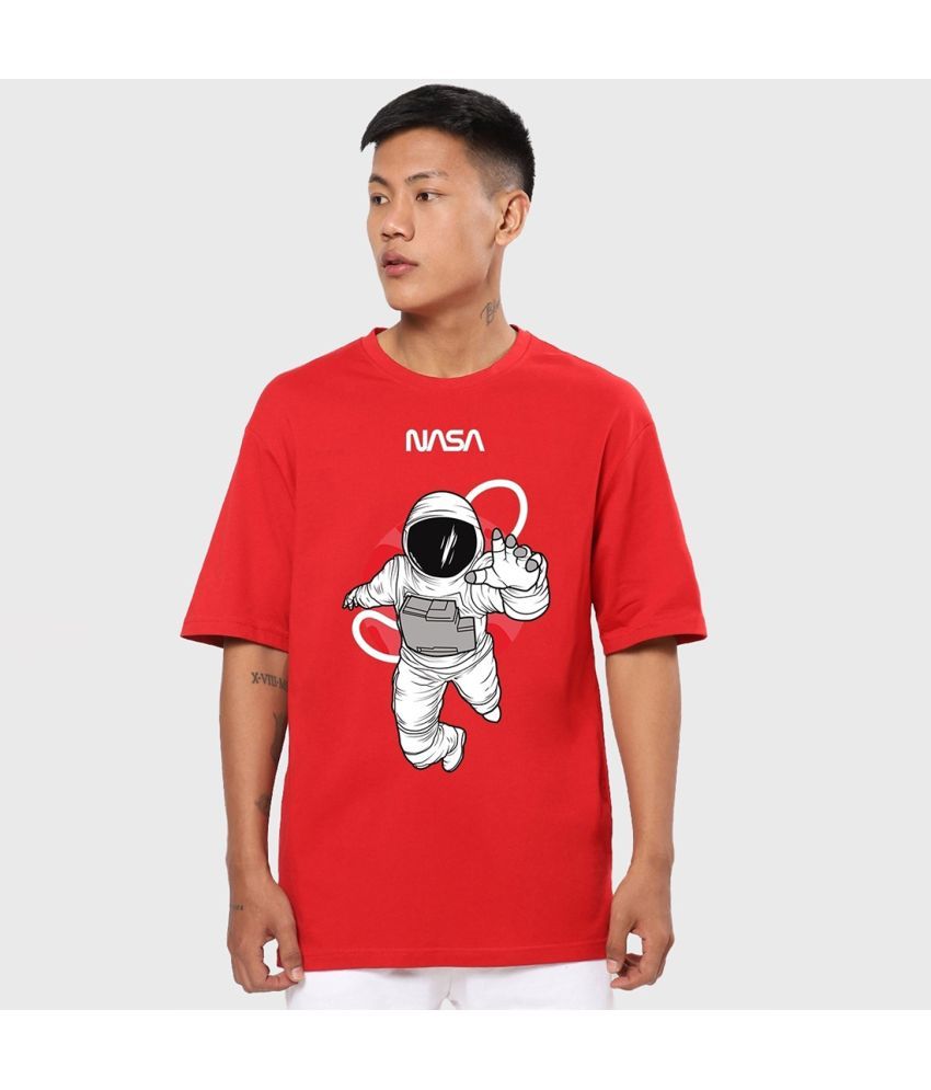     			Bewakoof - Red Cotton Oversized Fit Men's T-Shirt ( Pack of 1 )