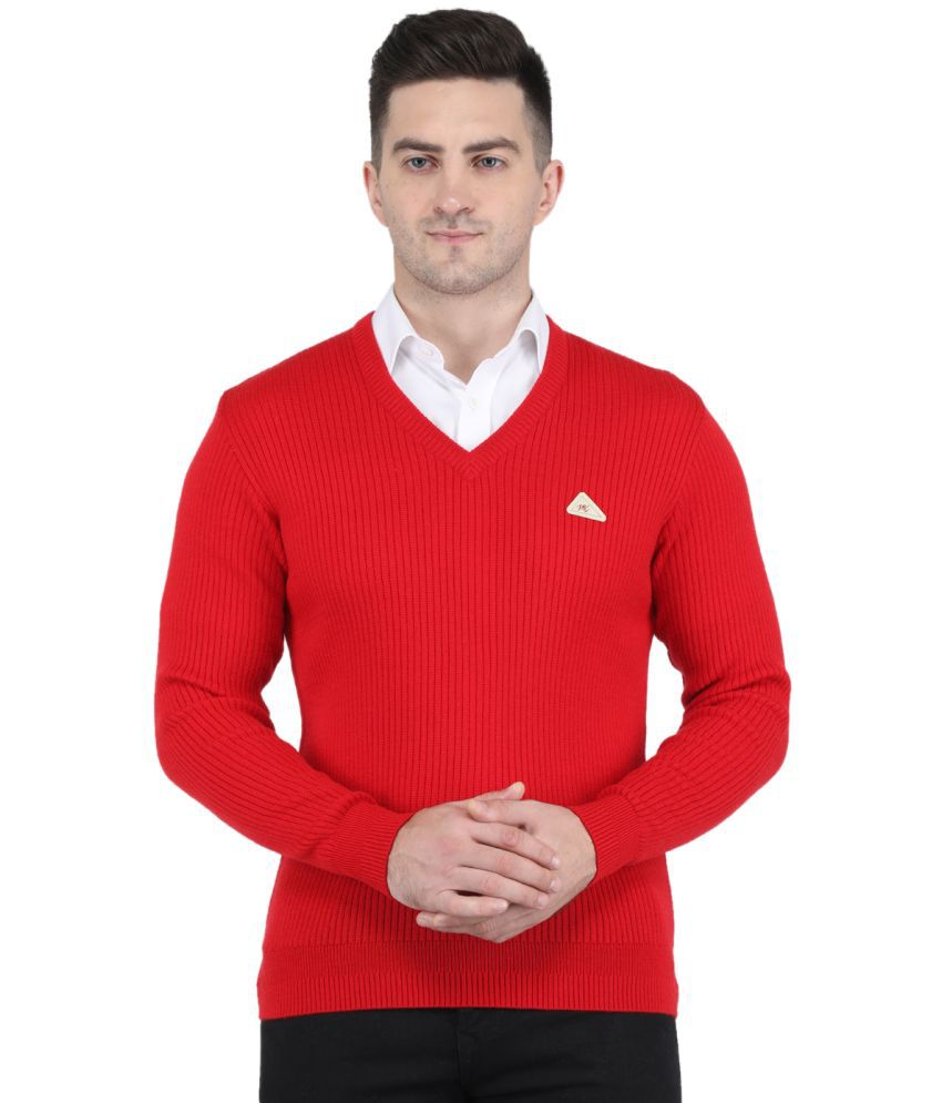    			Monte Carlo - Red Woollen Blend Men's Regular Fit Pullover Sweater ( Pack of 1 )