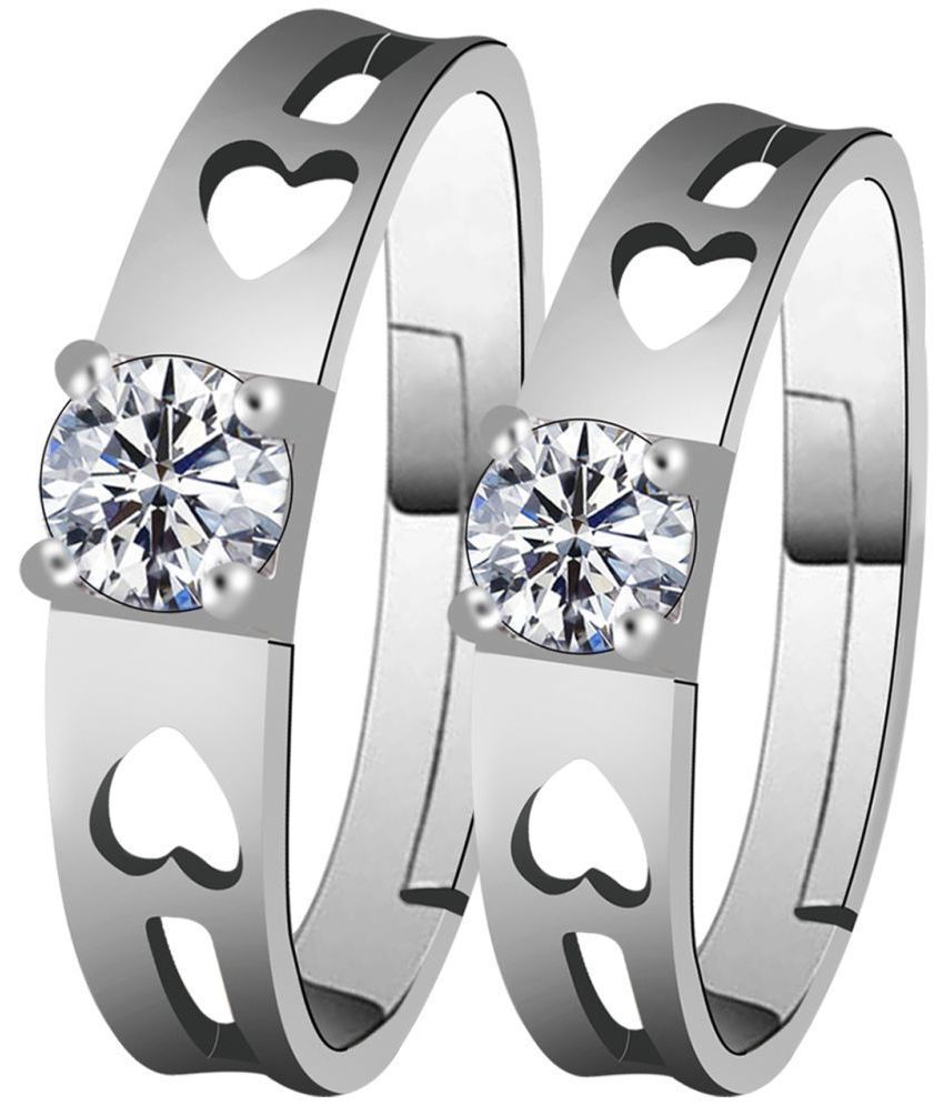     			Silver Shine - Silver Couple Ring ( Pack of 2 )