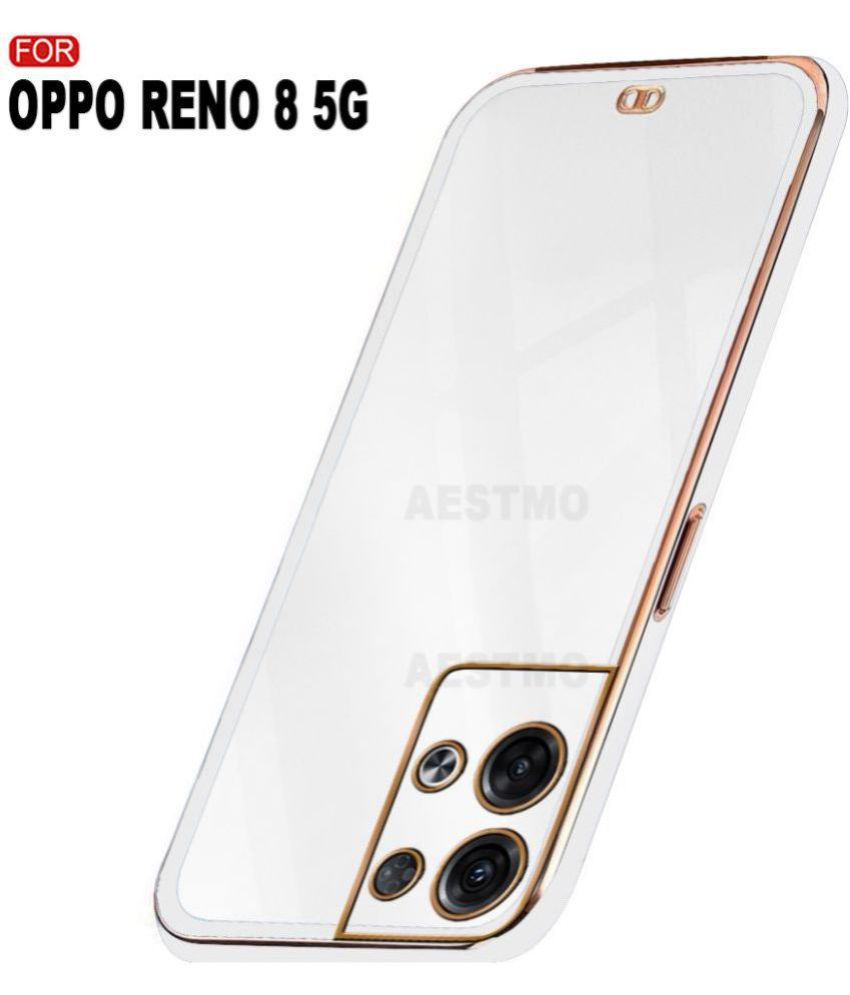     			AESTMO - White Silicon Plain Cases Compatible For Oppo Reno 8 5G ( Pack of 1 )