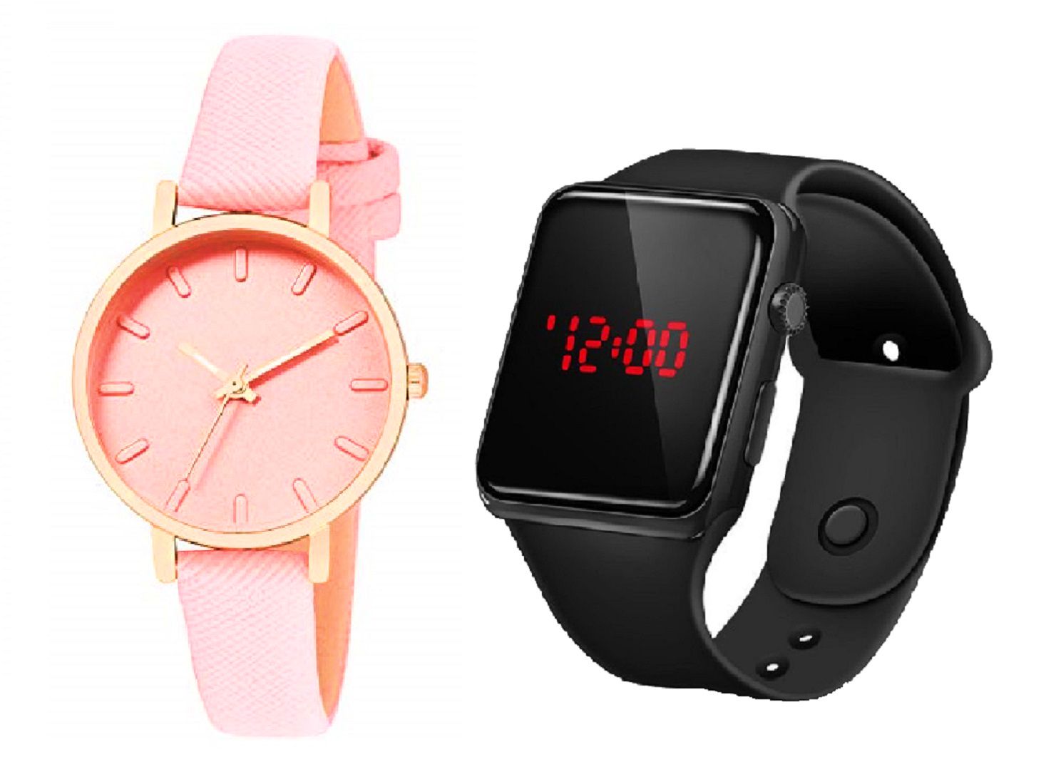     			Cosmic - Pink Leather Analog Couple's Watch
