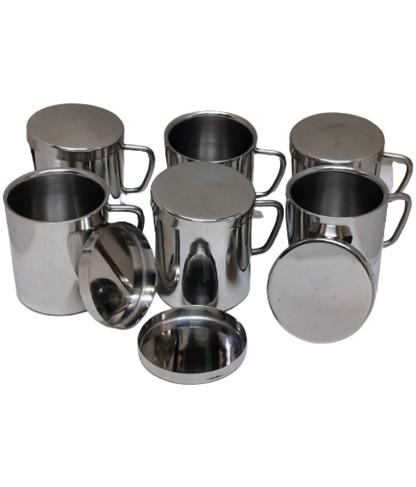     			Dynore - Silver Steel Coffee Mug ( Pack of 6 )