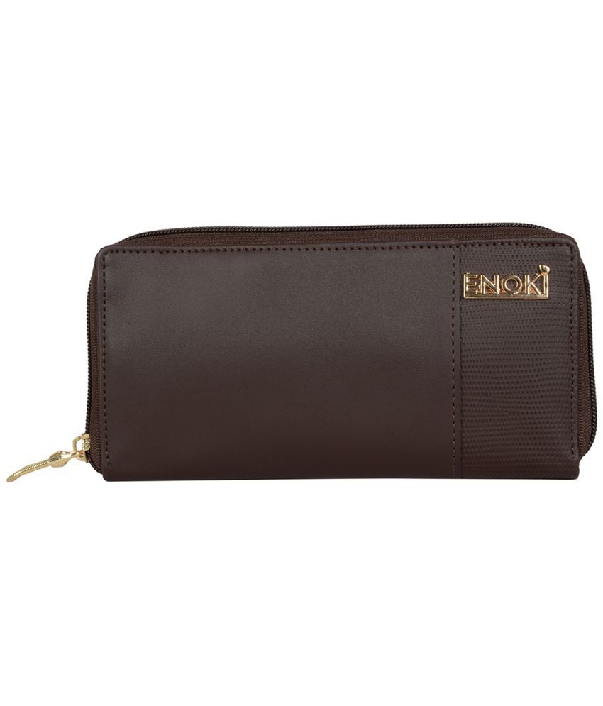     			Enoki - Faux Leather Brown Women's Zip Around Wallet ( Pack of 1 )