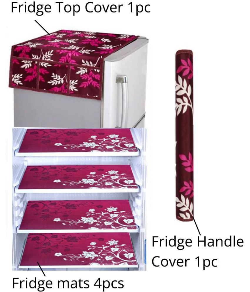     			HOMETALES PVC Floral Printed Fridge Mat & Cover ( 43*29 ) Pack of 6 - Purple