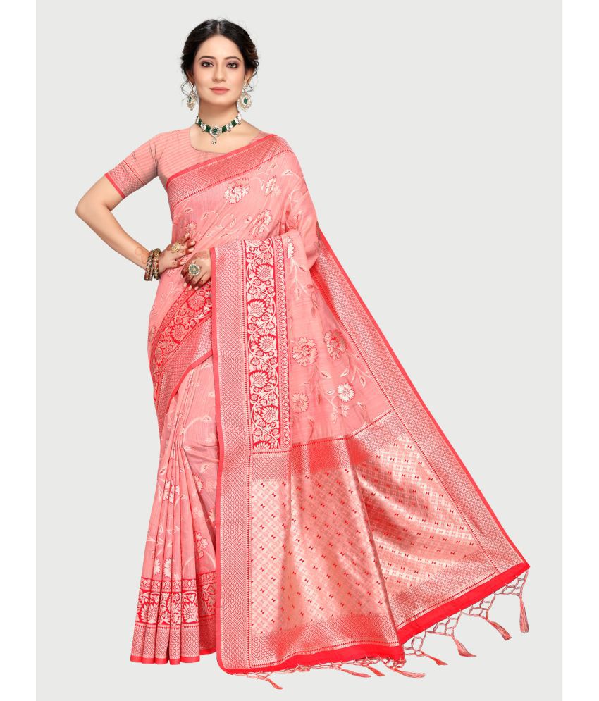     			RekhaManiyar - Pink Banarasi Silk Saree With Blouse Piece ( Pack of 1 )